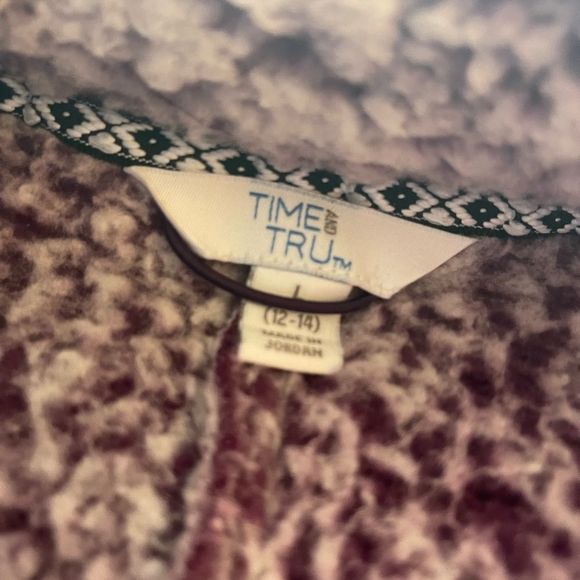 💕LAST CHANCE Time & Tru Purple Quarter Zip Pull Over Sherpa Sweatshirt Large - Picture 4 of 4